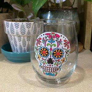 Day of the Dead Sugar Skull wine glass